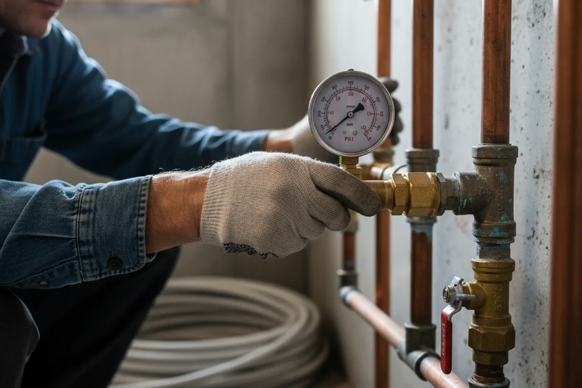 Pressure testing a repaired line during Water Line Repair in Worthington Springs